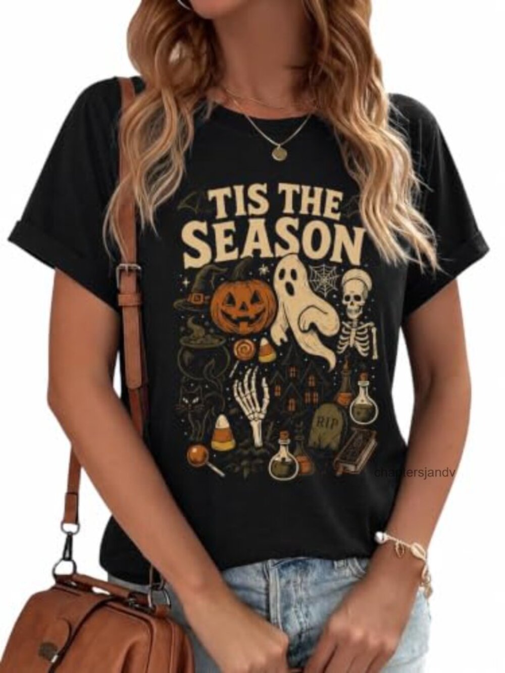 Halloween Pumpkin Ghost Graphic Tee Cotton Blend Women Short Sleeve T Shirt